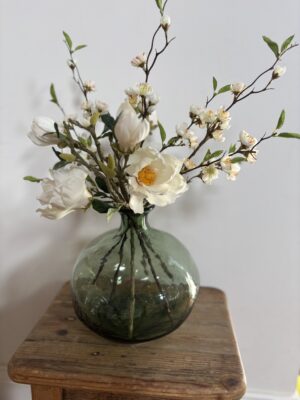 green vase arrangement