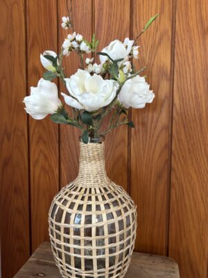 straw wrapped vase arrangement